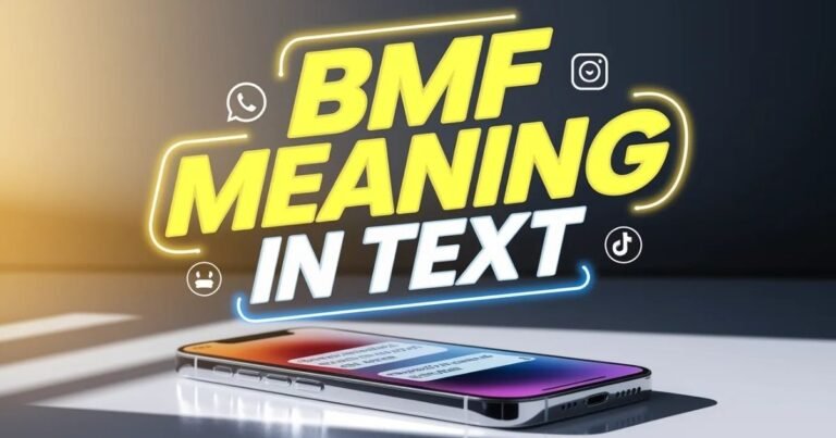 BMF meaning in text shown on a smartphone chat screen. Highlights casual slang used in everyday online conversations. Helps readers quickly understand modern texting language.