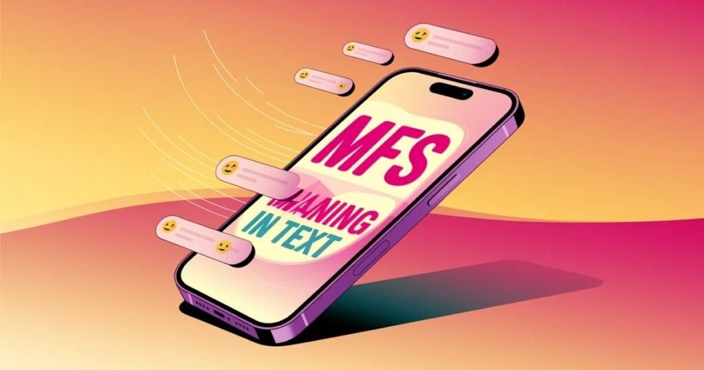 Creative illustration of online chatting with playful emojis and icons.
Keyword MFS Meaning in Text emphasized in bold, bright colors.
Designed to explain texting shorthand and social media messages visually.