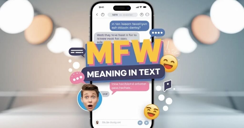 MFW Meaning in Text illustrated with social media chat bubbles
Bold overlay text with expressive reaction emoji and meme style
Image representing slang usage of MFW in online conversations