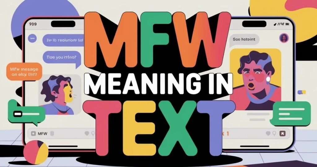 MFW Meaning in Text highlighted in bold colorful overlay
Smartphone conversation with emojis and reaction-based message
Image explaining what MFW means in texting and online chats