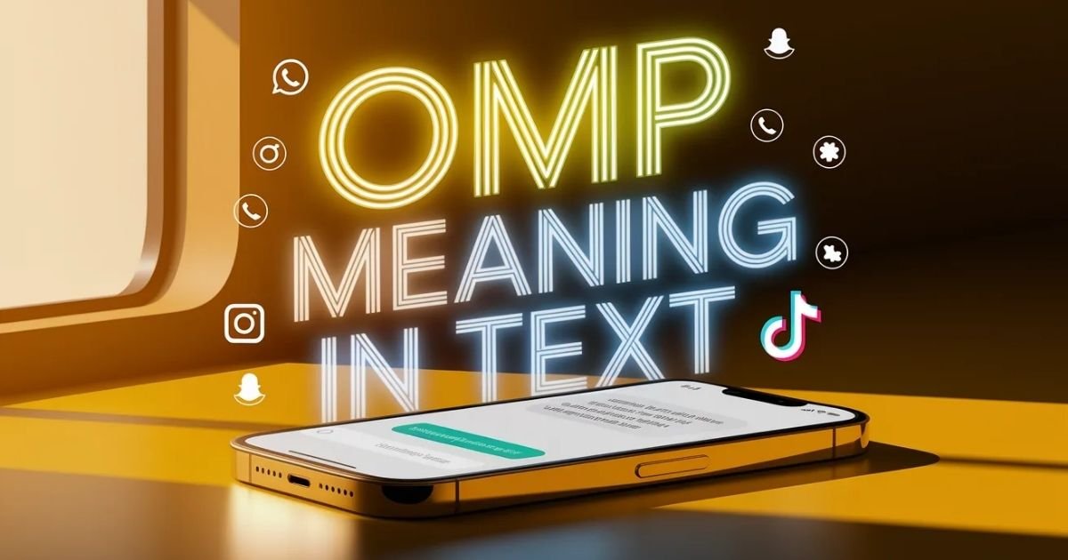Illustration explaining omp meaning in text with chat bubbles. Shows how OMP is used in casual online conversations. Helpful visual for understanding modern texting slang.
