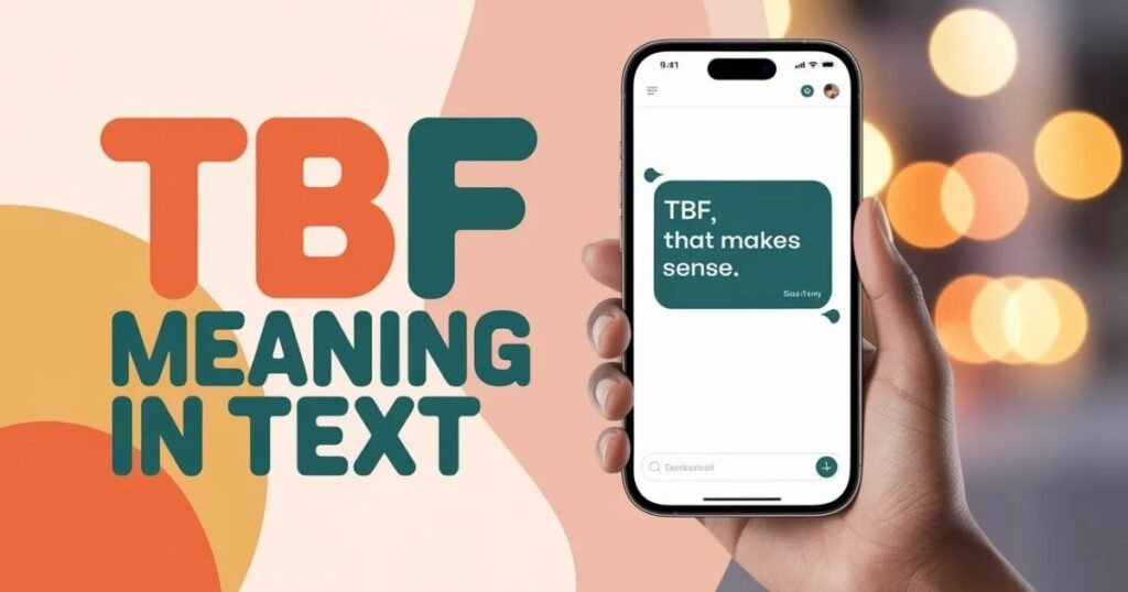 Visual guide demonstrating tbf meaning in text on a mobile phone.
Chat bubbles show real-life usage of TBF in texting.
Helpful image for readers exploring texting abbreviations.