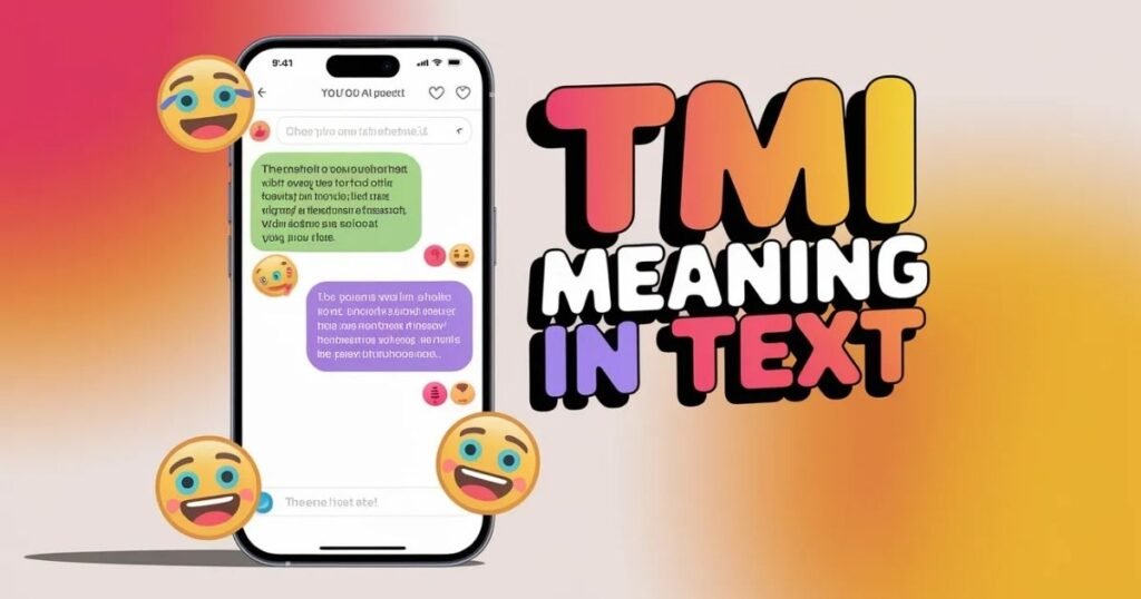 Flat design graphic explaining TMI meaning in text with examples.
Texting conversation highlights oversharing and TMI response.
Ideal visual for understanding slang used in messages.