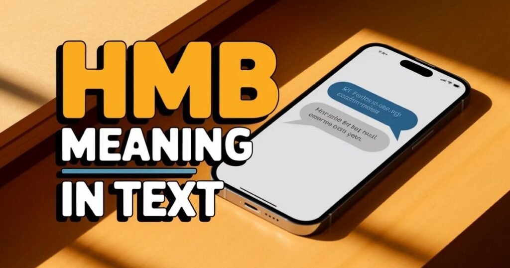 Modern messaging illustration with bold overlay text reading HMB Meaning in Text.
Shows how HMB meaning in text is used in real chat conversations.
Helpful visual for explaining texting slang in blogs and guides.
