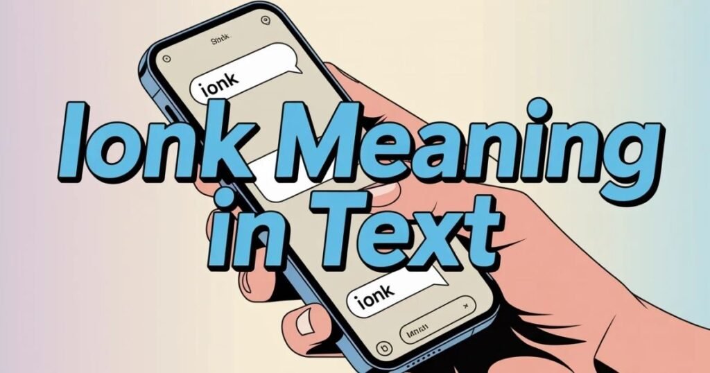Modern digital image explaining ionk meaning in text in a chat conversation.
IONK appears in bold to show how the slang is used in real messages.
Designed to reflect everyday texting and social media communication.