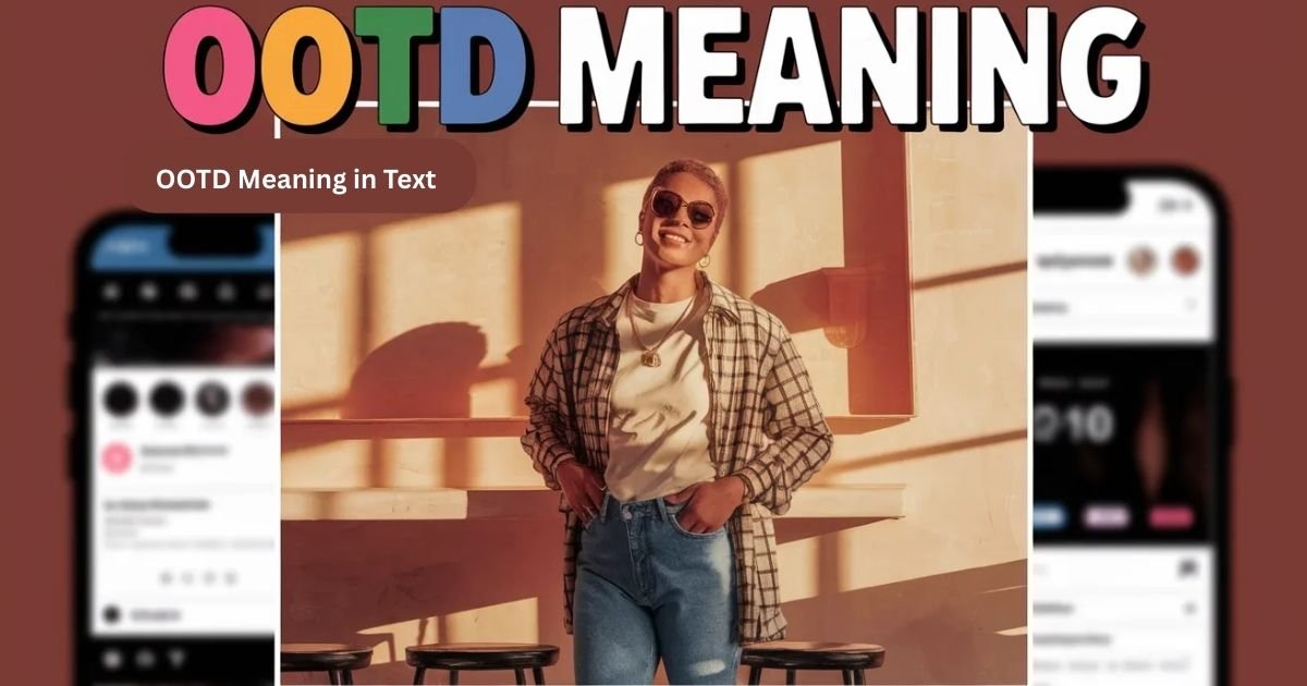 A young adult posing in a trendy outfit with natural lighting. Stylish accessories and modern clothing highlight fashion sense. Showcasing OOTD meaning in text on social media posts.