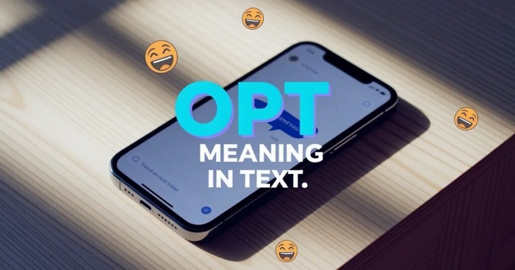 Smartphone screen displaying opt meaning in text in a messaging app
Chat example showing “I’ll opt for this option”
Educational image explaining digital slang usage