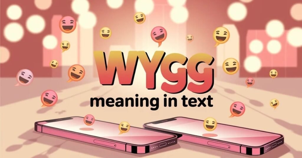 Modern graphic showing a messaging conversation with playful emojis.
Bold, colorful overlay reads WYGG Meaning in Text clearly.
Perfect visual for blogs about texting and online chats.