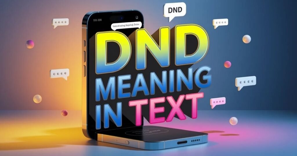 Smartphone with DND icon enabled.
DND meaning in text for focus time.
Notifications muted on mobile device.