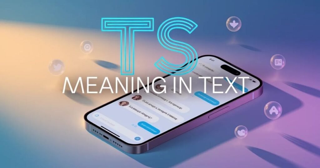 Illustration of a messaging app highlighting “TS,” explaining the TS meaning in text for users.