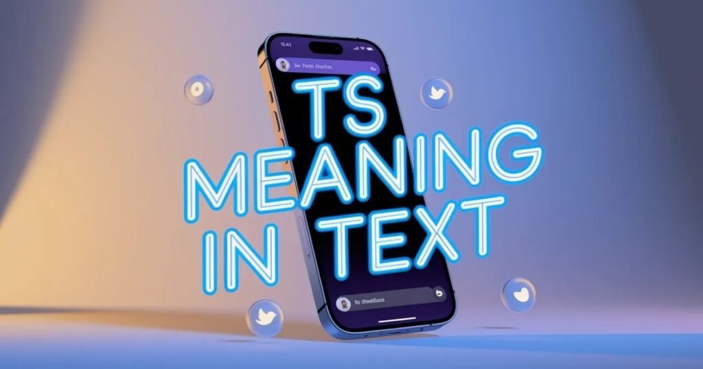 Person typing “TS” on a phone, representing the casual use and TS meaning in text.